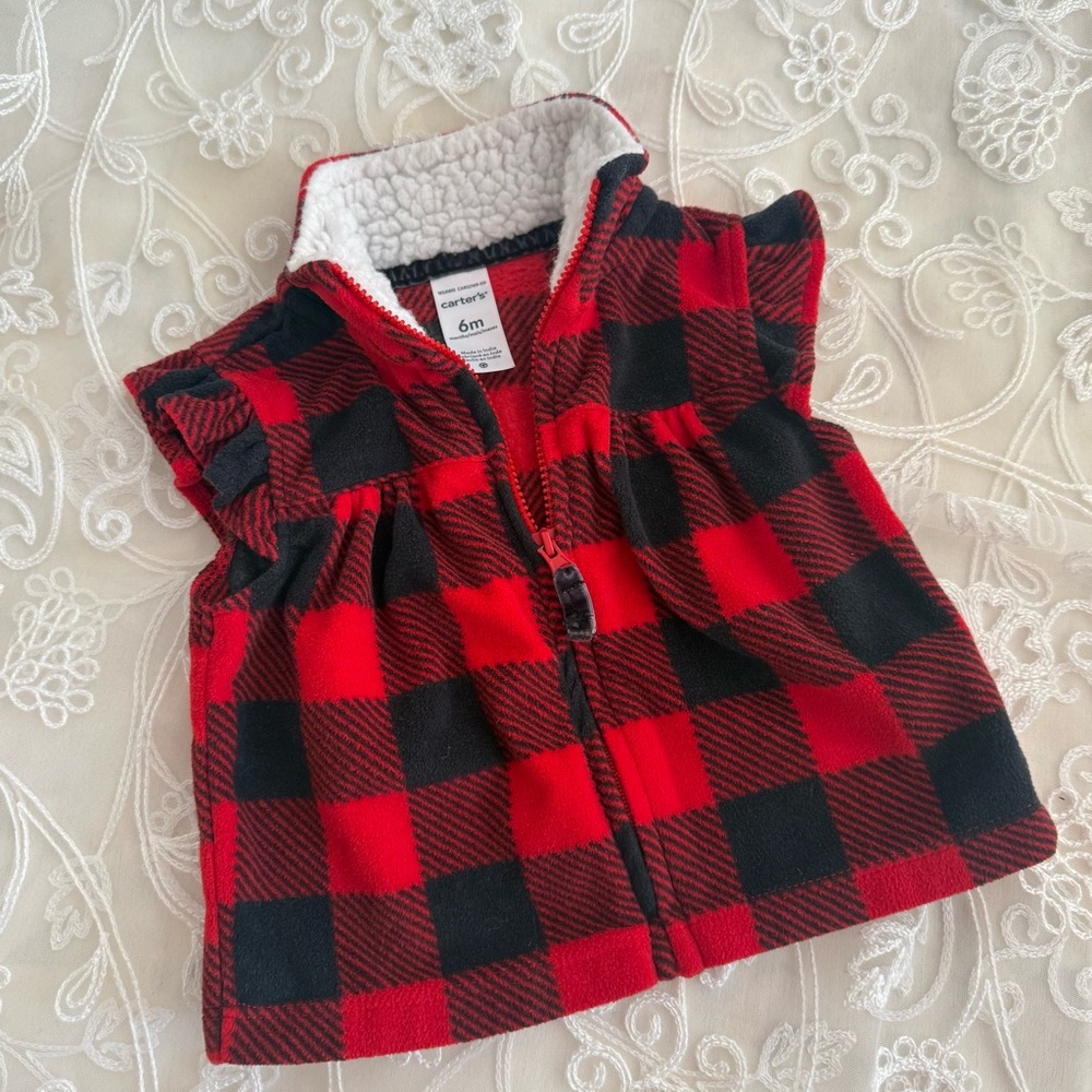 Carter's Cozy Red and Black Plaid Vest
